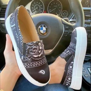 Brand new slip on bandana style sneakers.
